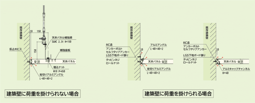 建築壁ドッキング納まり 建築壁ドッキング納まり